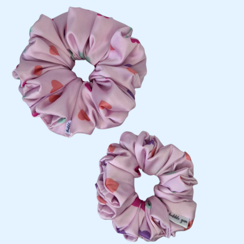 Scrunchie satynowa - Cukrowe Serca