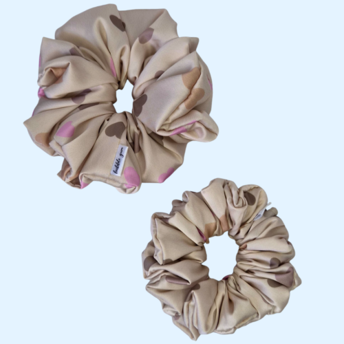 Scrunchie satynowa - Kawowe Serca