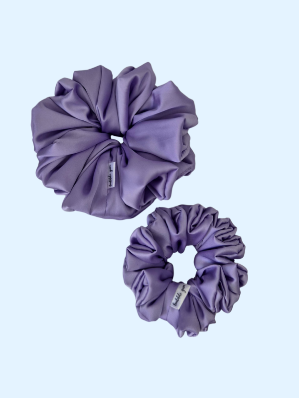 10 Scrunchie z jedwabiem - Liliowa Pianka