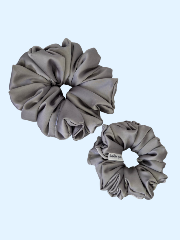 Scrunchie z jedwabiem - Srebrny Pył