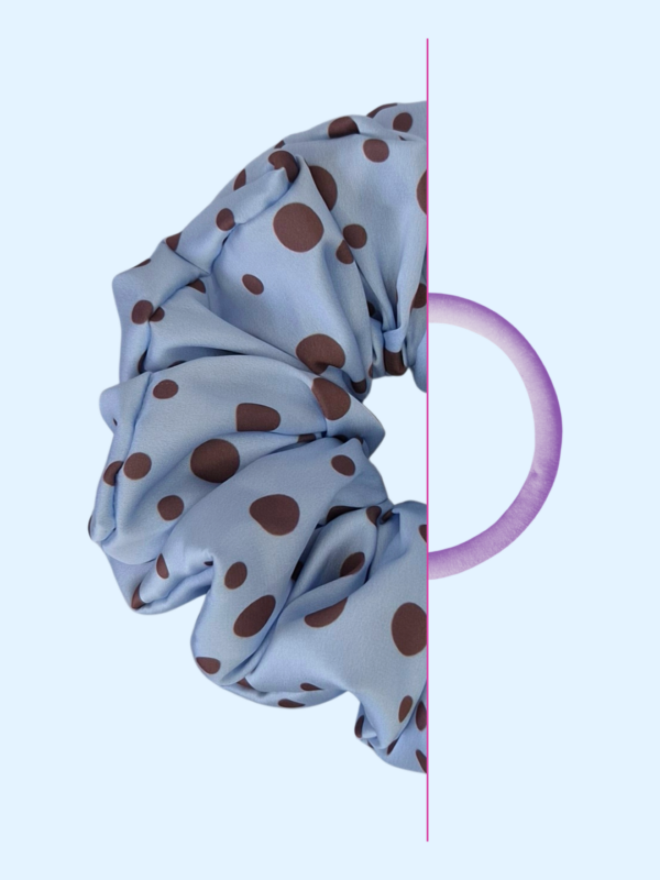 Scrunchie satynowa - Czekoladowe Groszki