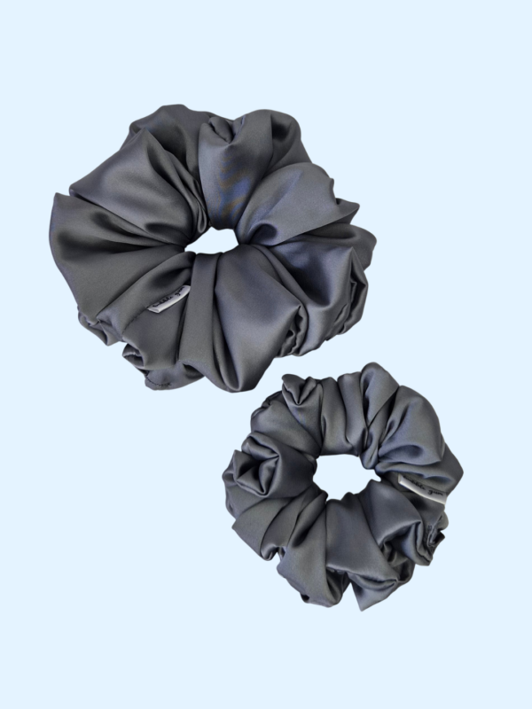 16 Scrunchie z jedwabiem - Nocny Grafit
