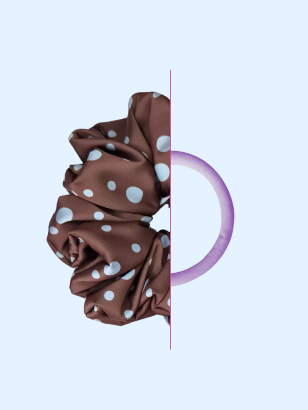Scrunchie satynowa - Blue dots
