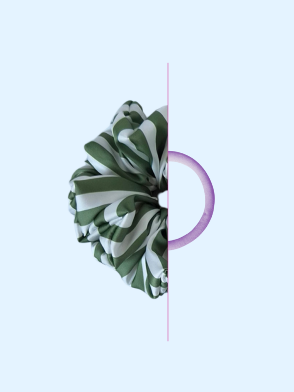 Scrunchie satynowa - Khaki stripes