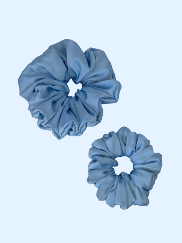 Scrunchie z jedwabiem - Lodowy Błękit