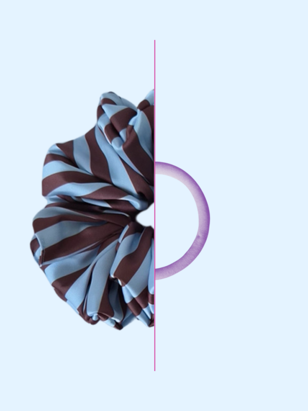 Scrunchie satynowa - Choco stripes
