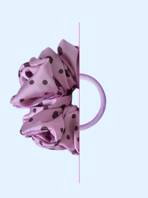 25 Scrunchie satynowa - Choco dots