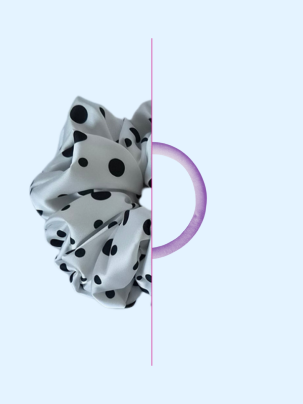 Scrunchie satynowa - Black dots