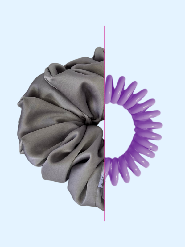 Scrunchie z jedwabiem - Srebrny Pył