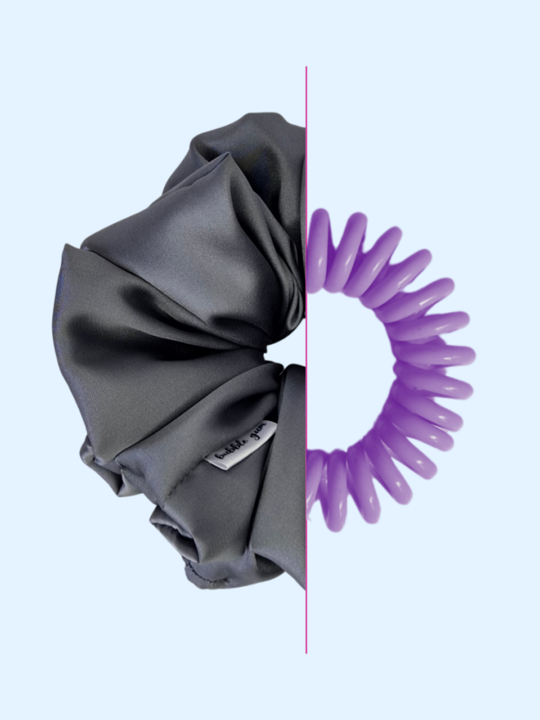 33 Scrunchie z jedwabiem - Nocny Grafit