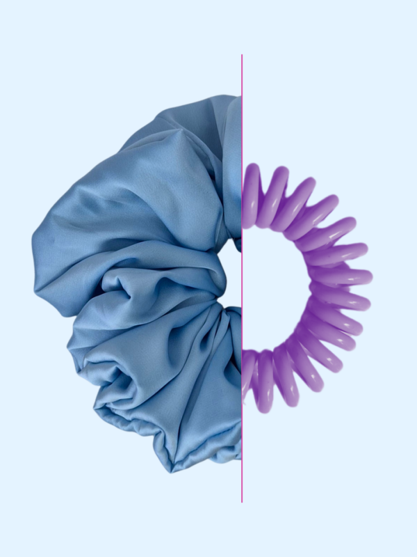 Scrunchie z jedwabiem - Lodowy Błękit