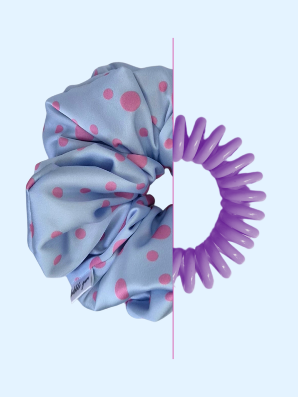 Scrunchie satynowa - Malinowe Groszki