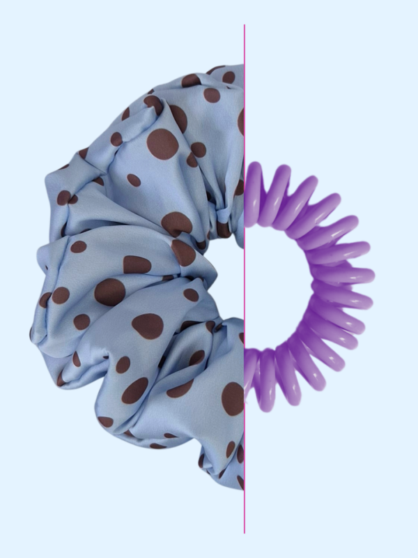 Scrunchie satynowa - Czekoladowe Groszki