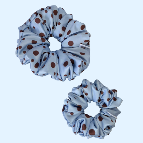 Scrunchie satynowa - Czekoladowe Groszki