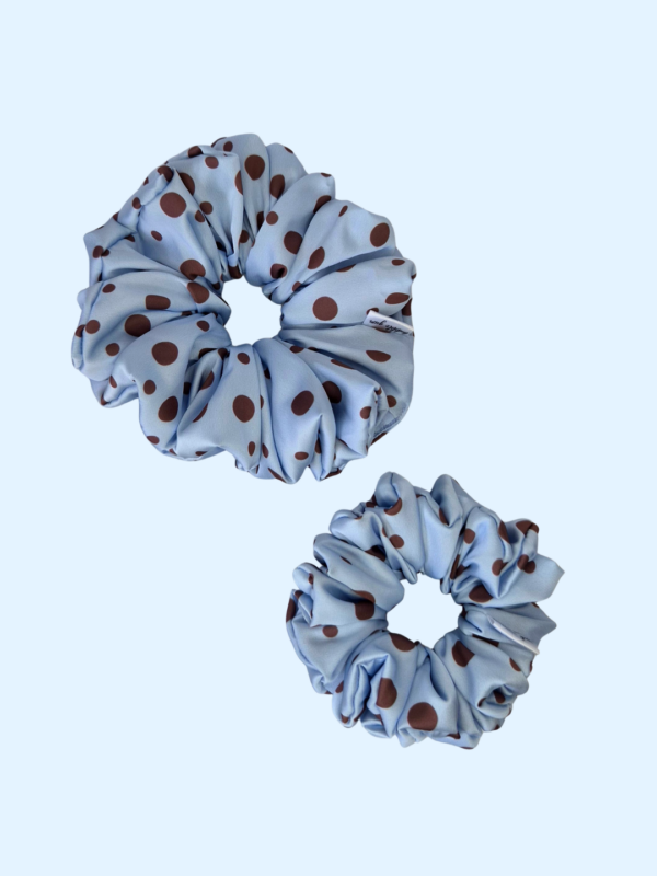 Scrunchie satynowa - Czekoladowe Groszki