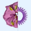 Scrunchie satynowa - Różowe cytryny