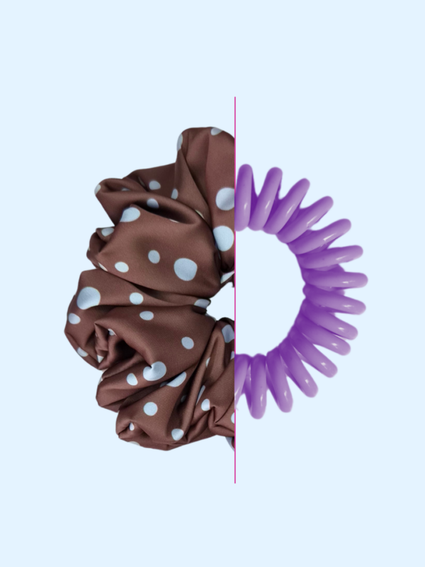 Scrunchie satynowa - Blue dots