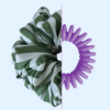 Scrunchie satynowa - Khaki stripes
