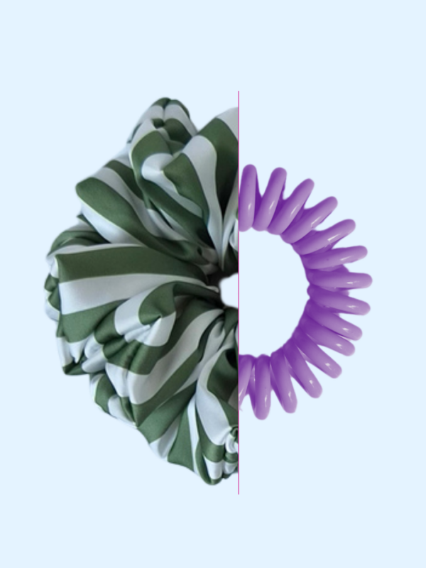 Scrunchie satynowa - Khaki stripes