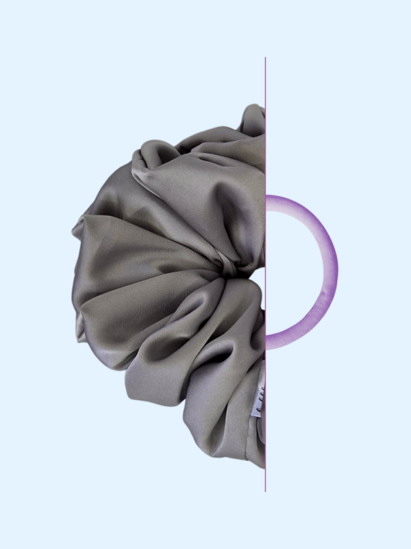 Scrunchie z jedwabiem - Srebrny Pył