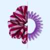 50 Scrunchie satynowa - Raspberry stripes