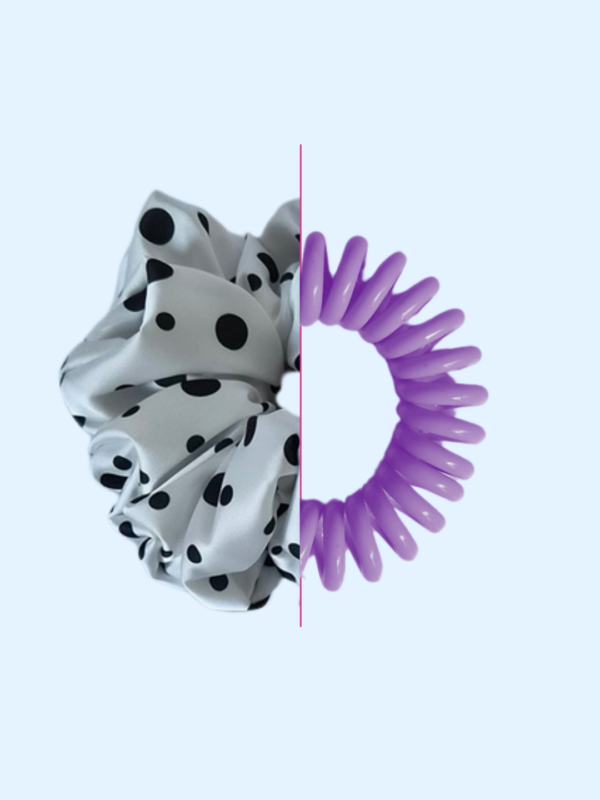 Scrunchie satynowa - Black dots