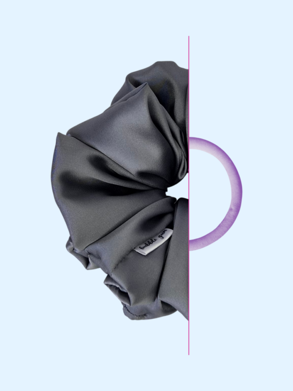 6 Scrunchie z jedwabiem - Nocny Grafit