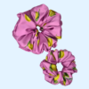 Scrunchie satynowa - Różowe cytryny