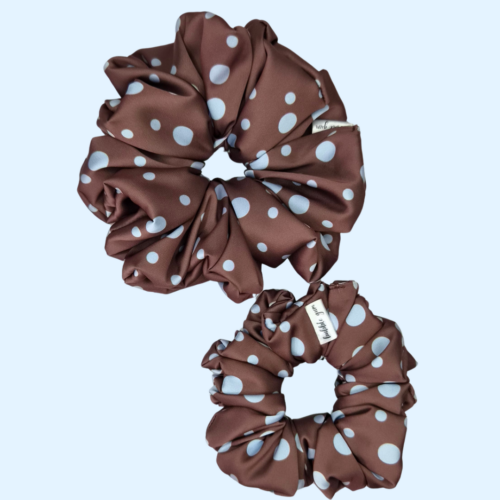 Scrunchie satynowa - Blue dots