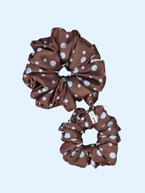 Scrunchie satynowa - Blue dots