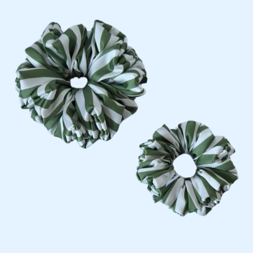 Scrunchie satynowa - Khaki stripes