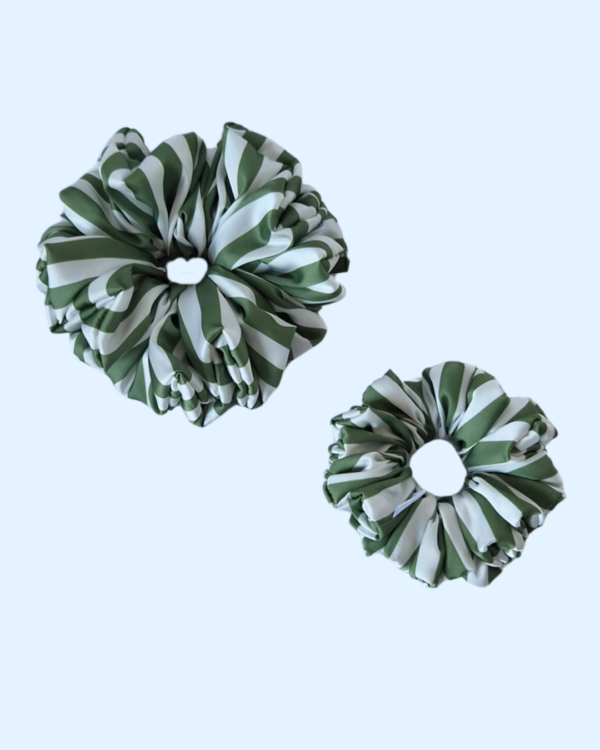 Scrunchie satynowa - Khaki stripes