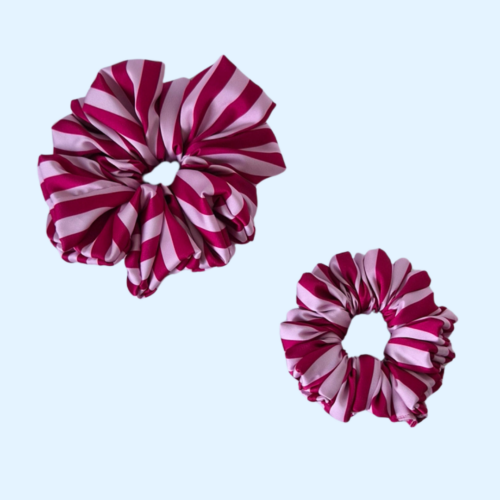 Scrunchie satynowa - Raspberry stripes