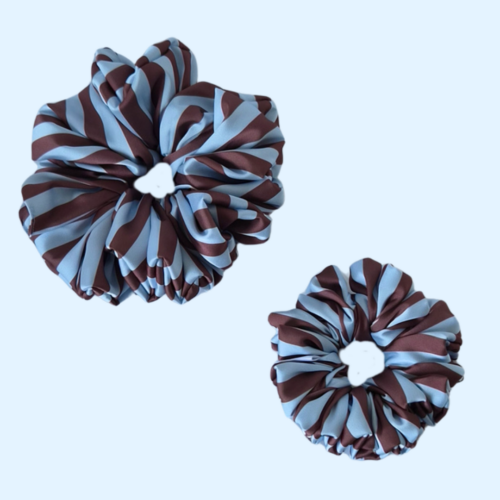 Scrunchie satynowa - Choco stripes