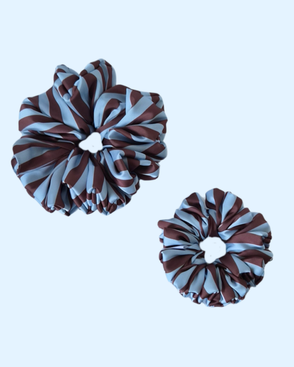 Scrunchie satynowa - Choco stripes