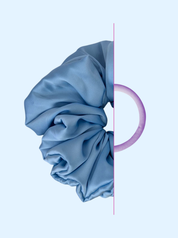 Scrunchie z jedwabiem - Lodowy Błękit